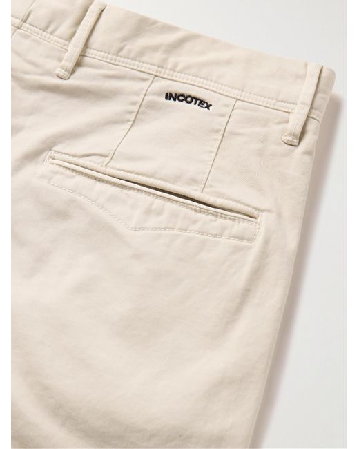 Incotex Natural Slim-fit Stretch-cotton Twill Bermuda Shorts for men