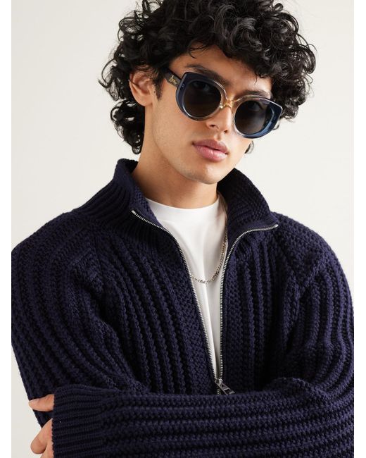 Loewe Blue Round-frame Ombré Acetate Sunglasses for men