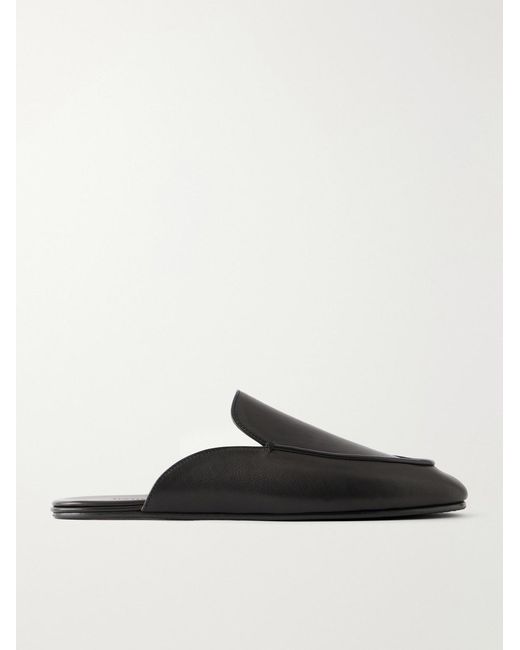 Auralee White Leather Slippers for men