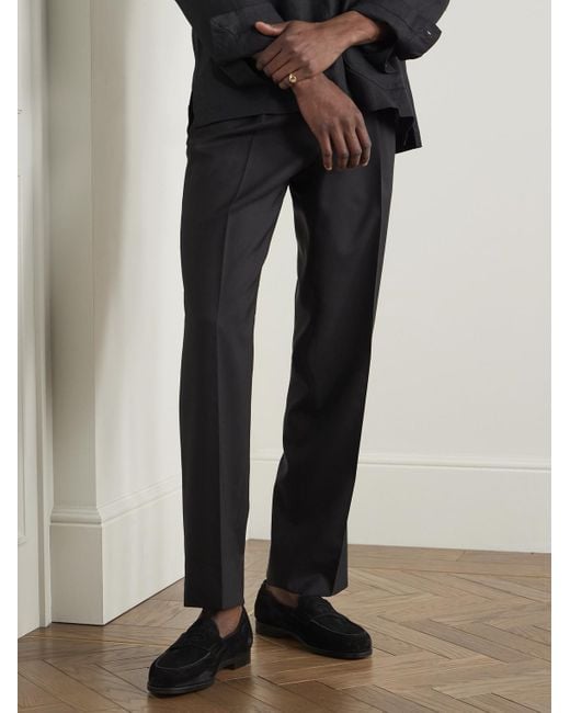 John Lobb Black Lopez Suede Penny Loafers for men