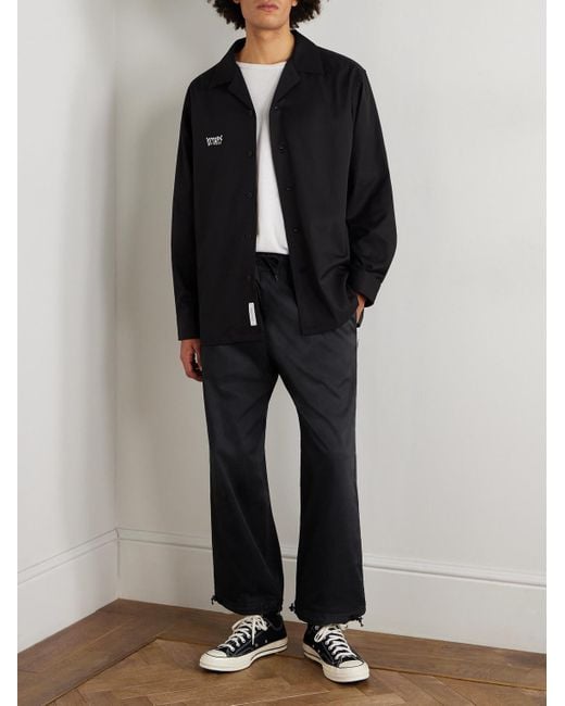 (w)taps Blue Straight-Leg Cropped Coolmax Drawstring Trousers for men