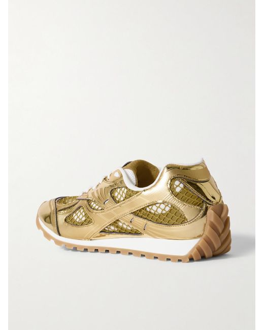 Bottega Veneta Orbit Metallic Rubber And Mesh Sneakers for men