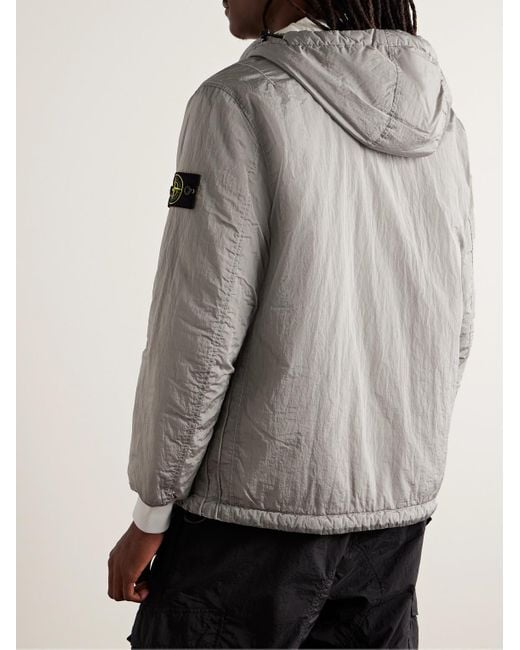 Stone Island Gray Logo-appliquéd Nylon Metal Hooded Jacket for men