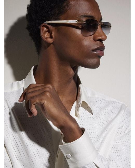 Cartier Natural Signature C Square-frame Gold-tone And Acetate Sunglasses for men