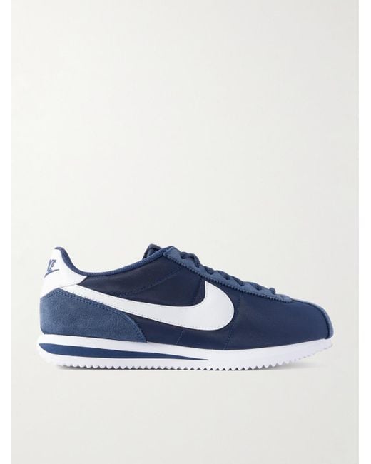 Nike Blue Cortez Suede And Leather-Trimmed Shell Sneakers for men