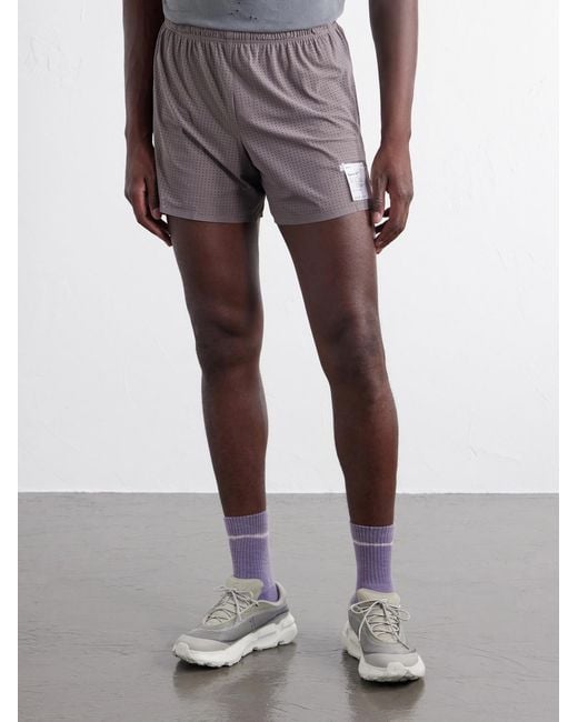 Satisfy Gray Straight-Leg Logo-AppliquÉD 5&Quot; Space‑O&Trade; Shorts for men