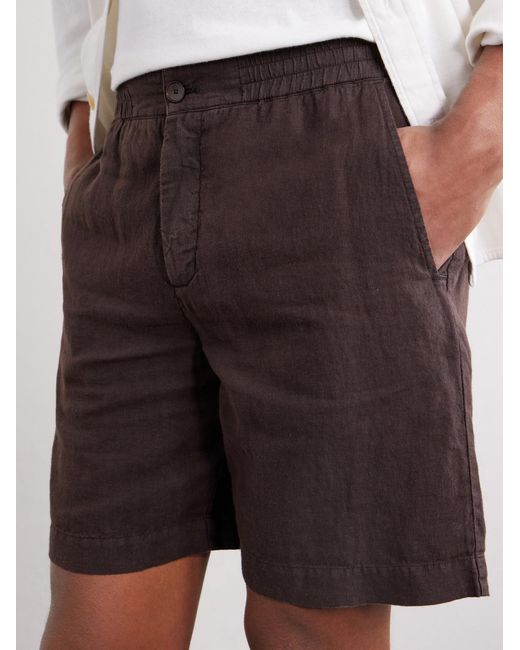 Mr P. Gray Straight-Leg Linen Shorts for men