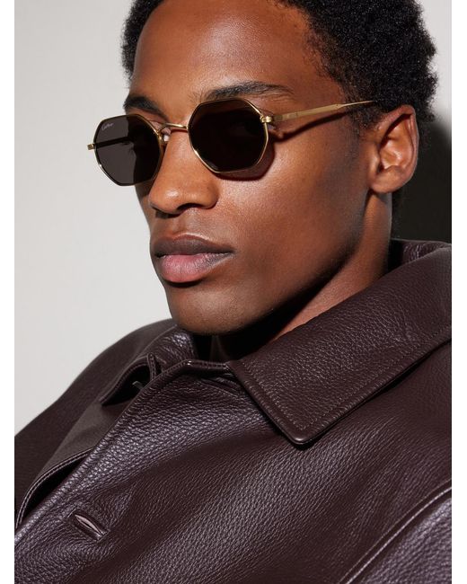 Cartier Natural Rounded-frame Melal Sunglasses for men
