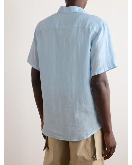 Camicia in lino con logo ricamato Bellini di A.P.C. in Blue da Uomo