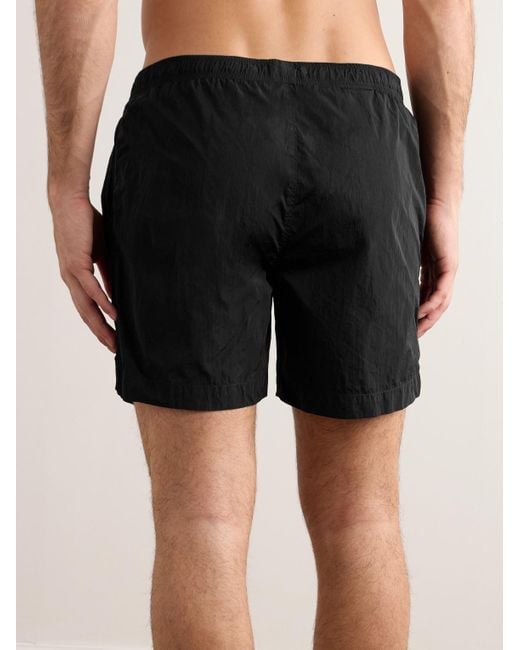 C P Company Black Slim-fit Mid-length Logo-appliquéd Swim Shorts for men