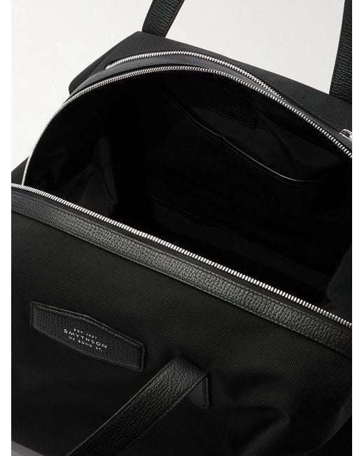 Smythson Black Norton Leather-trimmed Canvas Weekend Bag for men