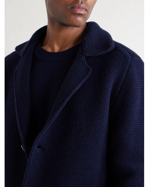 Altea Blue Knitted Virgin Wool Blazer for men