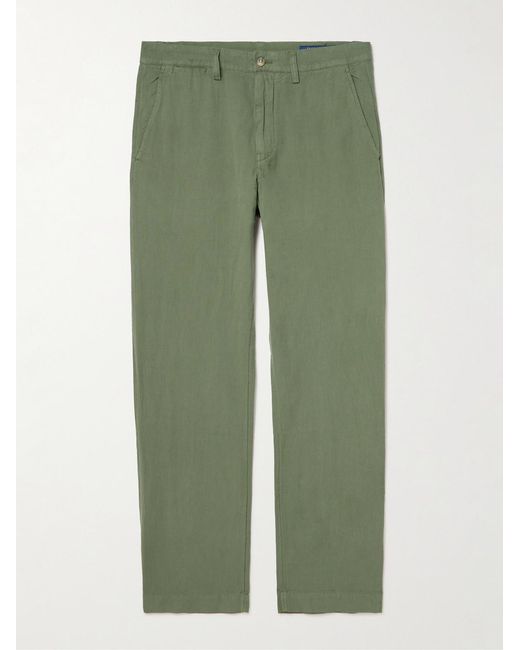 Polo Ralph Lauren Green Straight-Leg Linen And Cotton-Blend Trousers for men