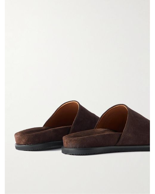 Mr P. Brown Rubber-Trimmed Suede Slides for men