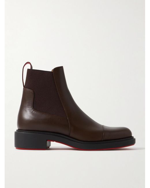 Christian Louboutin Brown Urbino Leather Chelsea Boots for men