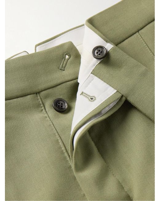 AMI Green Straight-leg Pleated Twill Suit Trousers for men
