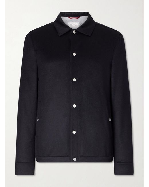 Brunello Cucinelli Blue Cashmere Overshirt for men