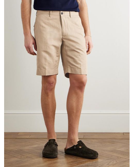 Slowear Natural Straight-Leg Linen And Cotton-Blend Twill Bermuda Shorts for men