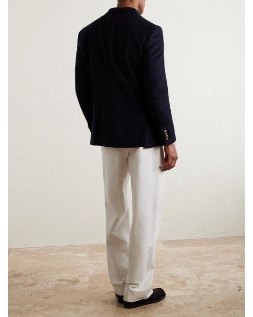 Dunhill Blue Double-Breasted Cashmere Blazer for men