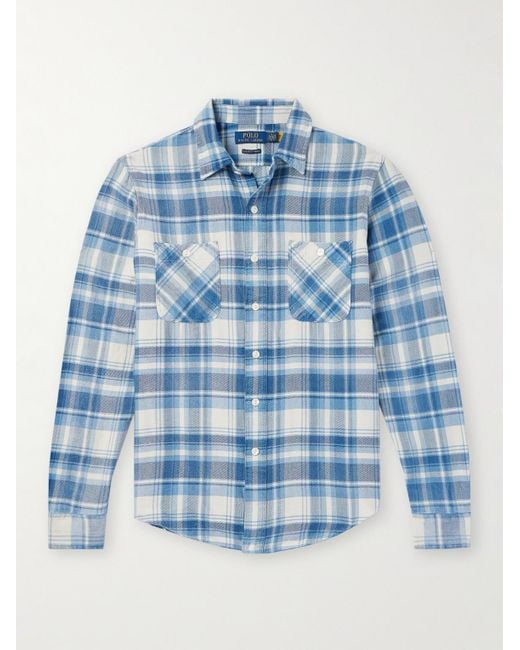 Polo Ralph Lauren Blue Checked Cotton-flannel Shirt for men