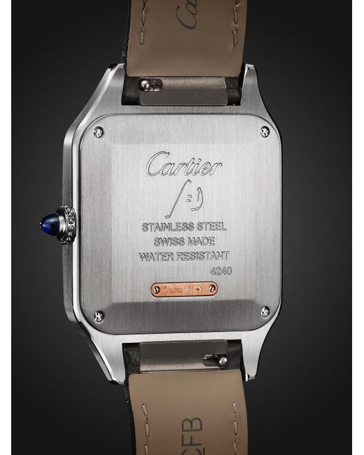 Cartier Black Santos-Dumont Large 18-Karat Rose And Stainless Steel Watch, Ref. W2Sa0037 for men