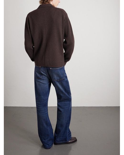 Auralee Brown Ribbed-knit Wool Cardigan for men