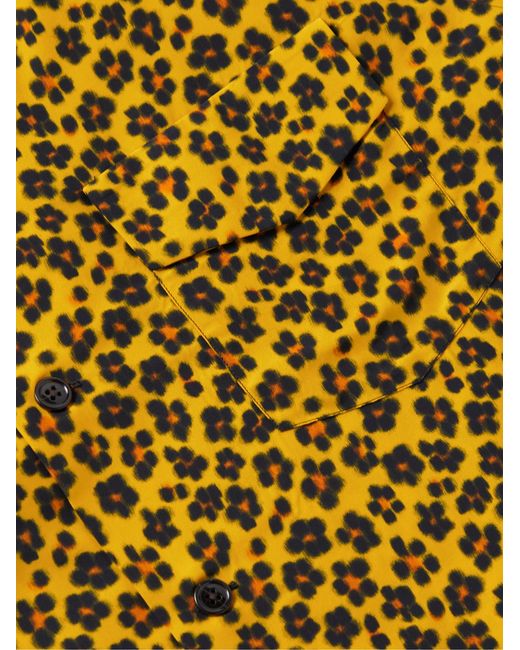 KENZO Yellow Hana Camp-Collar Floral-Print Crepe Shirt for men