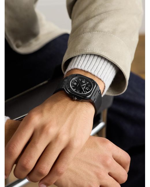 Bell & Ross Black Br 05 Automatic 40Mm Stainless Steel And Rubber Watch, Ref. No. Br05A-Bl-Ce/Srb for men