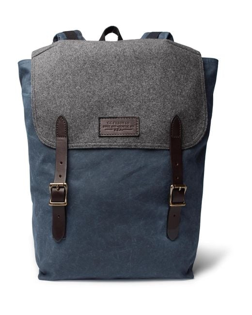 Filson Blue Ranger Leather-trimmed Twill Backpack for men