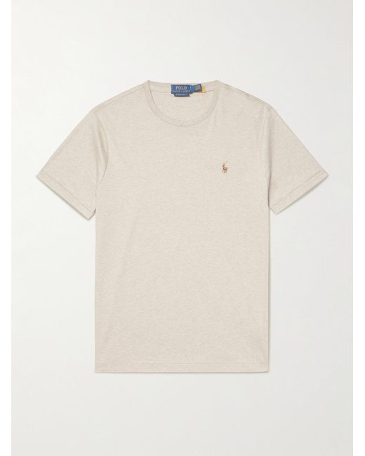 Polo Ralph Lauren White Logo-Embroidered Cotton-Jersey T-Shirt for men
