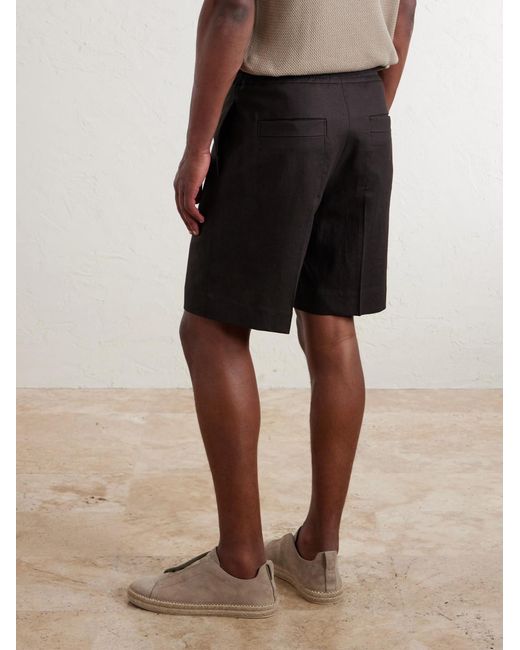 Zegna Gray Oasi Straight-Leg Linen Shorts for men