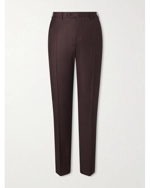 Canali Brown Tapered Wool-twill Suit Trousers for men