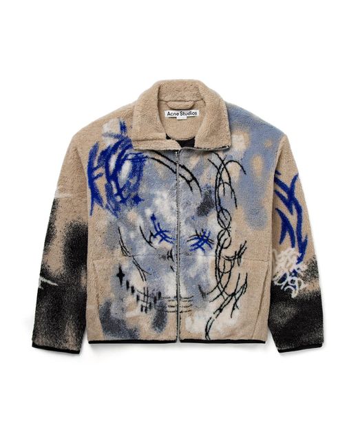 Acne Blue Ovinta Printed Fleece Jacket for men