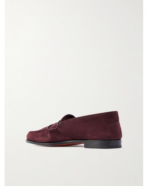 John Lobb Red Bath Nubuck Loafers for men