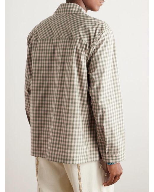Camicia in cotone a quadretti di Nicholas Daley in Natural da Uomo