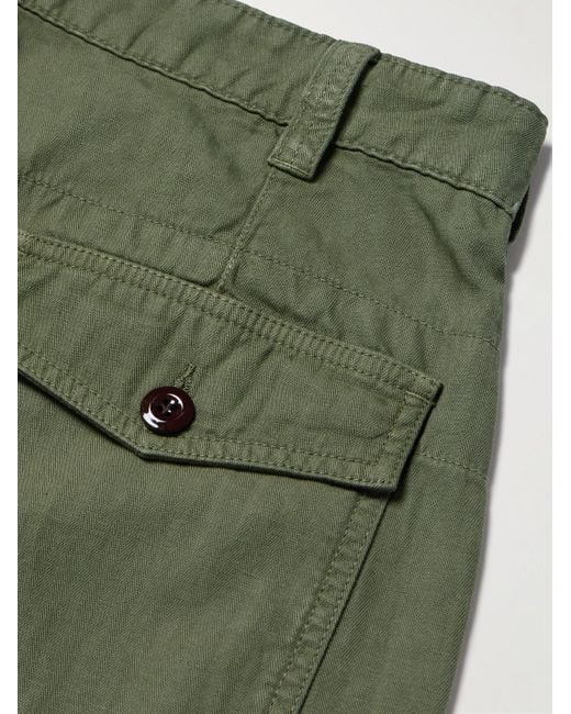 Drake's Schmal zulaufende Hose aus Twill aus einer Baumwoll-Leinenmischung mit Fischgratmuster in Green für Herren