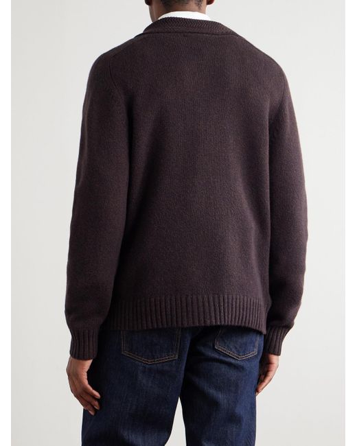 Altea Blue Shawl-Collar Wool And Cashmere-Blend Cardigan for men