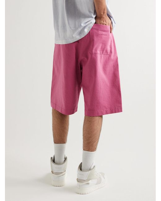 Acne Pink Straight-Leg Cotton-Jersey Shorts for men