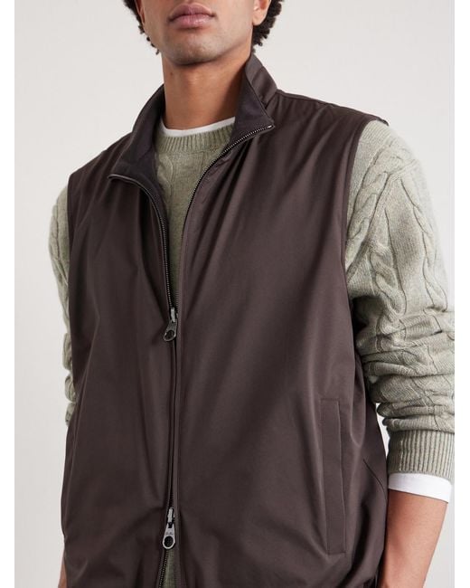 Loro Piana Brown Slim-Fit Windwish Gilet for men