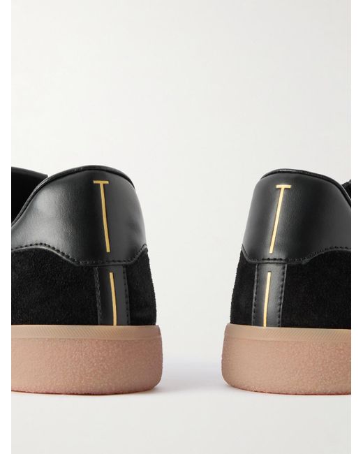 Tom Ford Black Leather-Trimmed Suede Sneakers for men