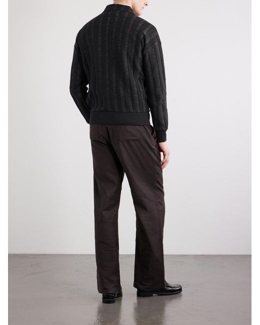 Oliver Spencer Black Lorimer Cotton-Blend Jacquard Half-Zip Sweater for men