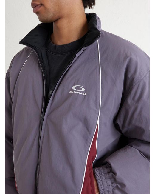 Balenciaga Purple Logo-Print Shell Down Jacket for men