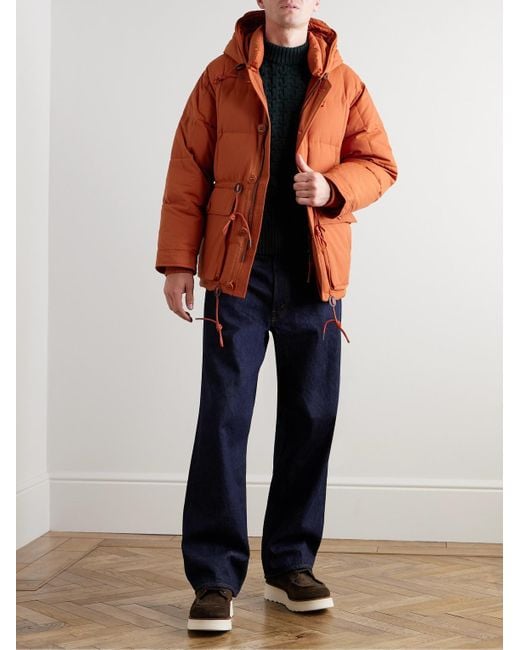 FRIZMWORKS Orange Karakoram Quilted Cotton-Blend Hooded Down Jacket for men