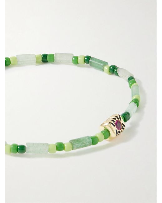 Luis Morais Armband mit Zierperlen aus Glas und Saphir und Detail aus Gold in Green für Herren