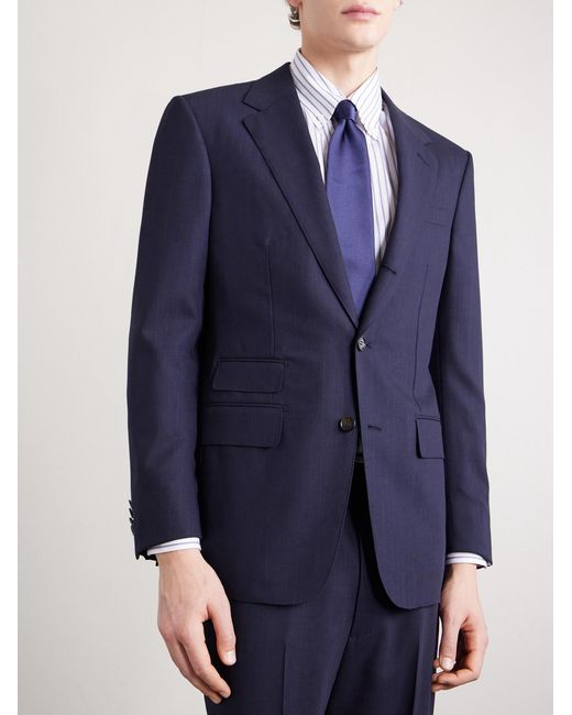 Dunhill Blue Pinstriped Wool Suit Jacket for men