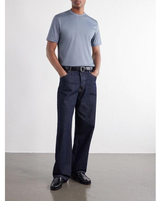 Zimmerli of Switzerland Blue Sea Island Cotton-Jersey T-Shirt for men