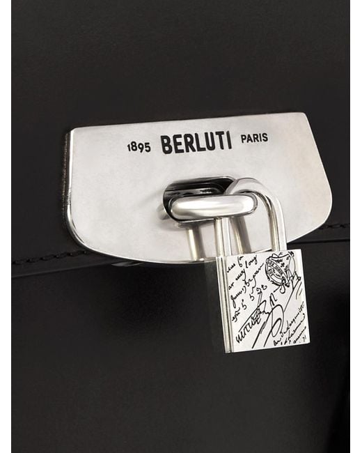 Berluti Black E'mio Scritto Venezia Leather Briefcase for men