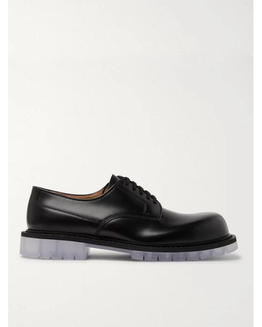 Bottega Veneta Black Clear Sole Polished-leather Derby Shoes for men