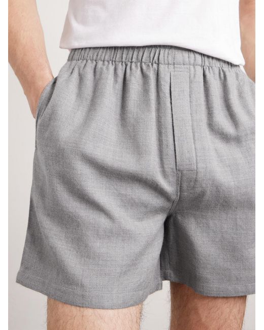 The Elder Statesman Gray Cashmina Straight-Leg Wool And Cashmere-Blend Shorts for men