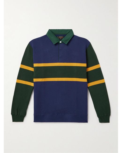 Beams Plus Blue Striped Cotton-jersey Rugby Shirt for men